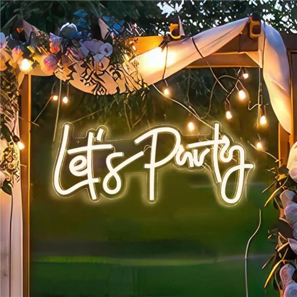 Let's Party Neon Signs Dimmable Neon Light Sign for Wall Decor 16''x7'' Word LED - Picture 4 of 8